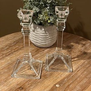 Set of Two Glass Candle Holders